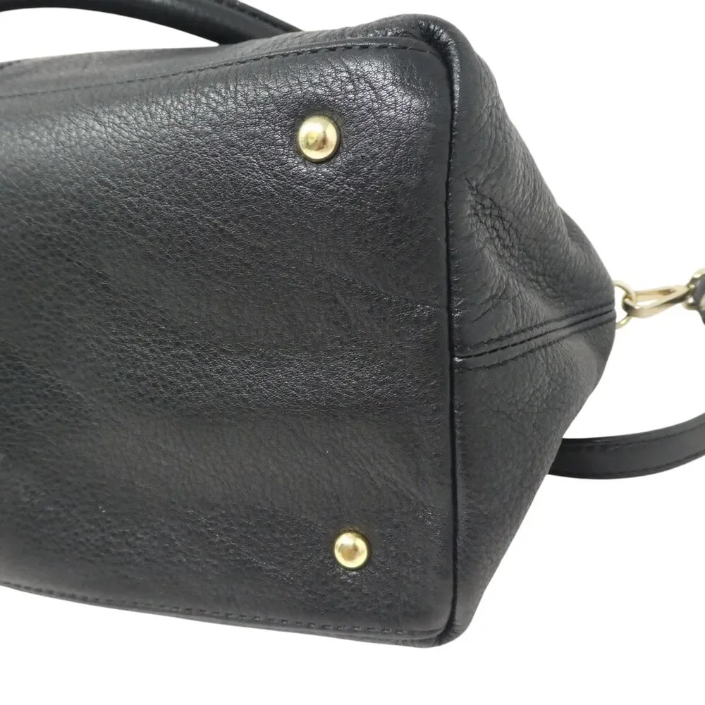 Calvin Klein Black Leather Gold‎ Lock Satchel Shoulder Bag Purse